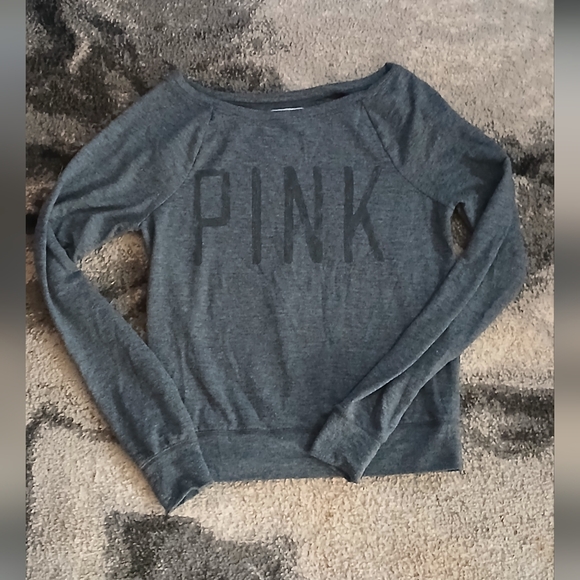 4-30$ Y2k Style Gray PINK Long Sleeve Sweatshirt Women XS - Picture 1 of 8
